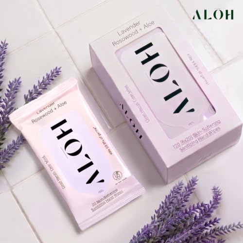 ALŌH Lavender Rosewood + Aloe Hand Sanitizer Wipes (120 Count)
