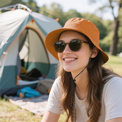 Waterproof Bucket Hats for Woman UPF 50+ Sun Hat Orange