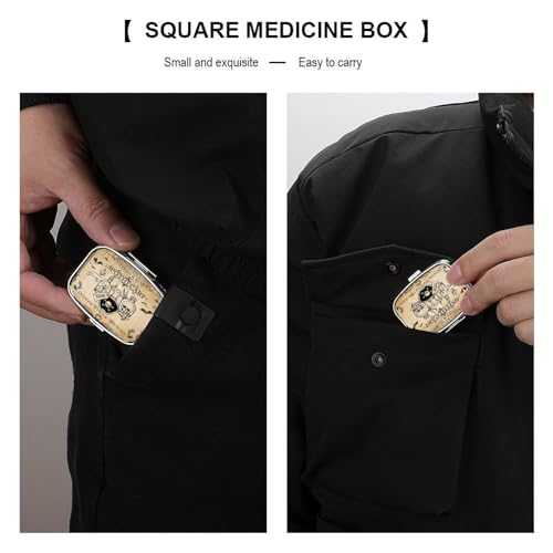 Metal 2 Compartment Pill Organizer Travel Friendly Portable Compact Pill Box Cute Pill Case to Hold Vitamins