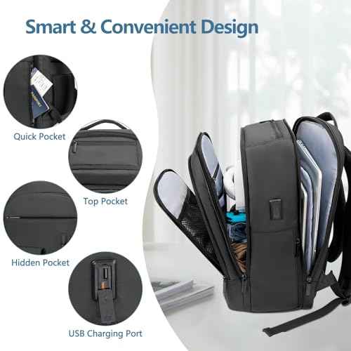 Backpack for Men Business Travel Laptop Backpack with USB Charger Lightweight Anti