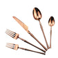 20 piece Copper Flatware Set 304 Stainless Steel Fork Spoon Cutlery Luxury Mirror Polished Silverware (4 Count)