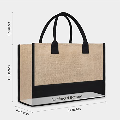 Initial Jute Canvas Tote Bag