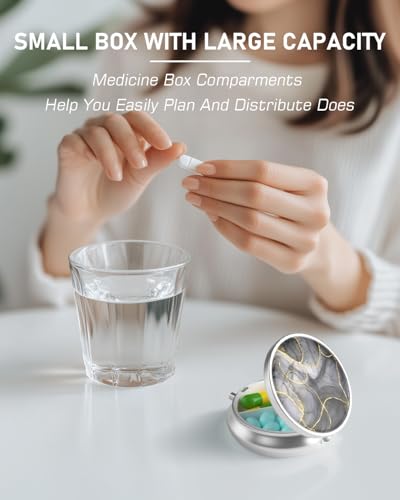 Pill Box 3 Compartment Portable Travel Medicine Box with Mirror