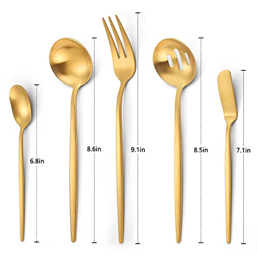 Matte Gold Serving Silverware Set (4 Count)