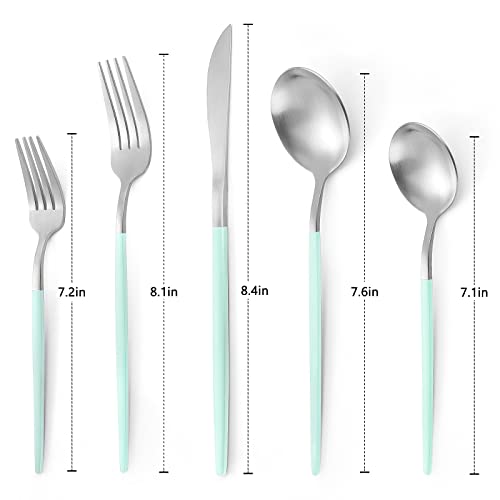 Matte Green Silver Silverware Set (4 Count)