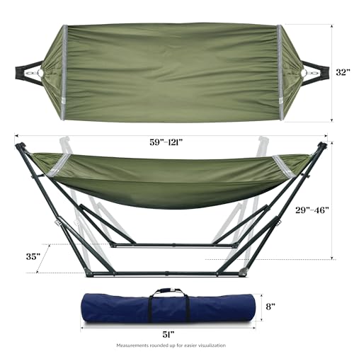 Sturdy Steel Hammock with Stand Premium Cotton Canvas Hammock