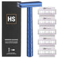 Razor Steel Blue Double Edge Safety Razor with 5 Spare Blades