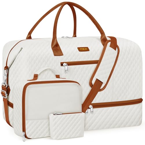 Weekender Bag for Women 21.5" Travel Duffel Large Carry On Bag 3PCS (3 Count)