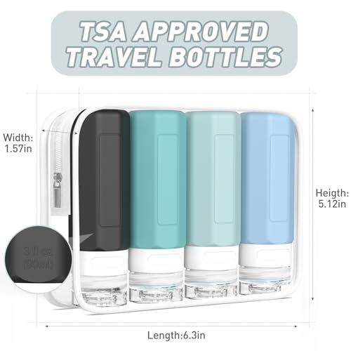 Travel Bottles for Toiletries 3oz (4 Count)