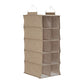 10‑Pocket Hanging Shoe Organizer with Side‑by‑Side Canvas Storage and 2 Hooks for Support