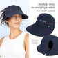 Womens Sunblocker UPF 50 Wide Brim Ponytail Sun Hat