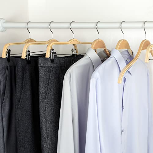 Slim Natural Wood Hangers with Extra Soft Non (10 Count)
