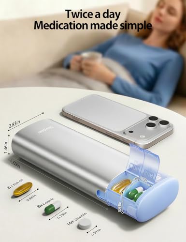 Metal 7 Day Travel Pill Organizer 2 Times a Day