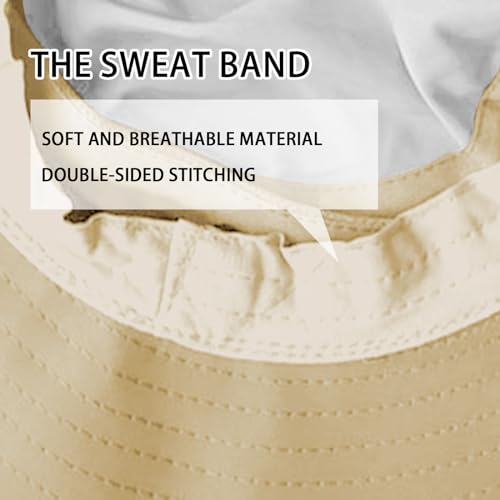Sun Hats for Men Women Fishing Hat UPF 50+ Breathable Wide Brim Bucket Hats Summer UV Protection Safari Hat with Neck Flap Khaki