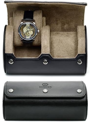 Watch Travel Case for Men Leather Watch Roll for Travel Organizer and Display 2 Watch Case Full (51 Count)
