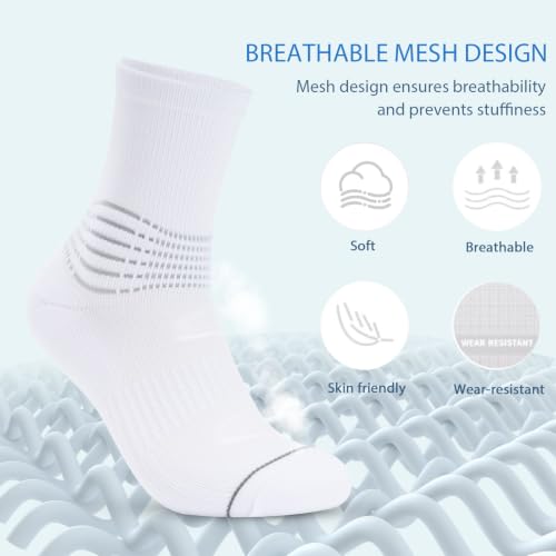 Crew Compression Socks for Women Men with Ankle Arch Support Plantar Fasciitis Relief 3 Pairs