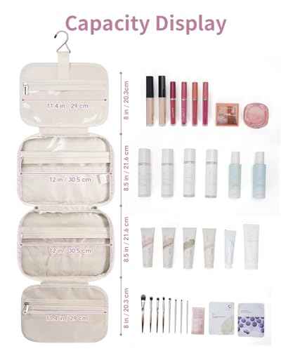 Travel Toiletry Bag for Women Large Hanging Makeup Bag Organizer Toiletries Bag for Full Size Essentials Accessories Cosmetics