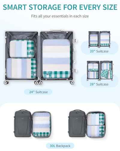 6 Set Packing Cubes for Travel Durable Suitcase Organizer Bags Set with Personalized Tag Travel Essentials with Shoe Bag Traveling Accessories for Luggage Machine Washable (6 Count)