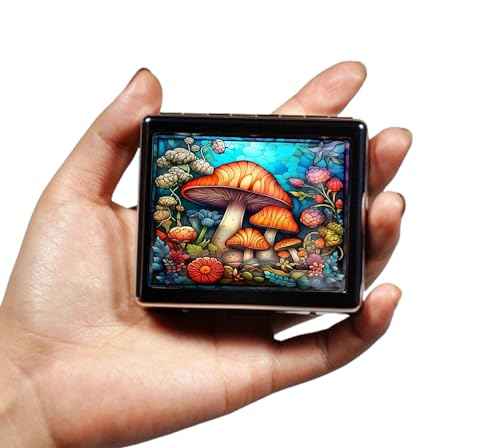 Silver Vintage Pill Box 7 Day Metal Pill Box with Mirror and 8 Compartments Cute Travel Pill Organizer for Purse (8 Count)