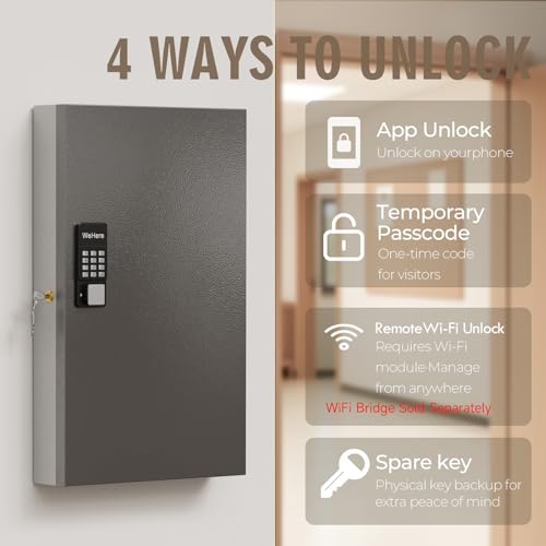 192 Key Lock Box Smart Key Organier Cabinet with Keypad & App for Office