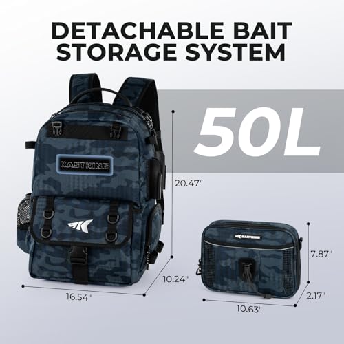 BaitSpace Fishing Backpack with Bait Binder & 2 Rod Holders