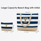 Beach Bag Initial Beach Tote with Makeup Bag for Travel