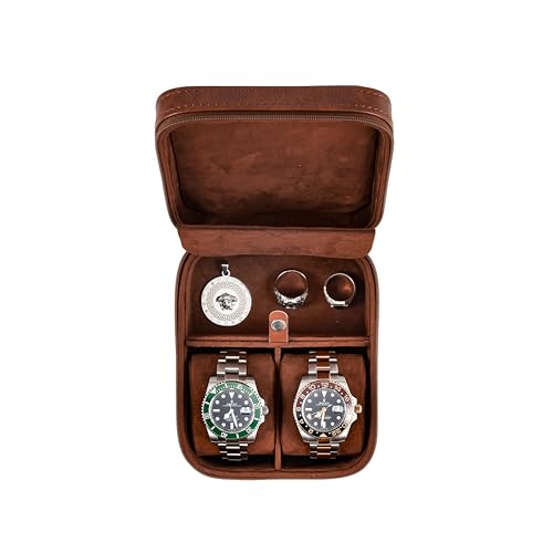 2 Slot Luxury Travel Faux Leather Watch Case. Watch Storage Organizer. Watch Display & Watch Holder. Perfect For Watch Collection. Ready to Gift for Men