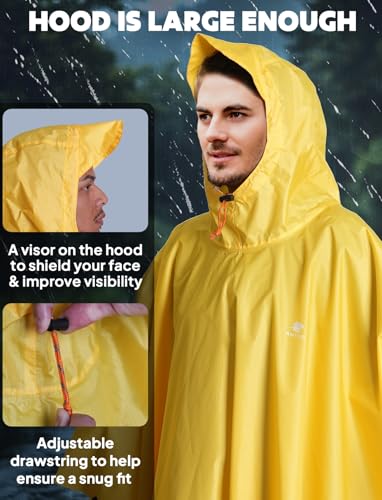 Hooded Rain Poncho for Adult Waterproof Lightweight Raincoat