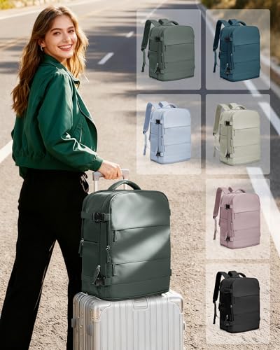 Travel Backpack Carry On for Women Man Gym Backpack with Laptop Compartment Mochila de Viaje Teacher Personal Item Backpacks Rucksack Airplane Accessories Must Haves Olive Green Small