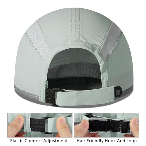 Baseball Cap Foldable Running Cap Sports Hat for Men Woman Adjustable Dry Fit Cooling Hats Water Repellency Lightweight Outdoor Reflective Ball Cap for Golf Gym Hiking Grey Blue