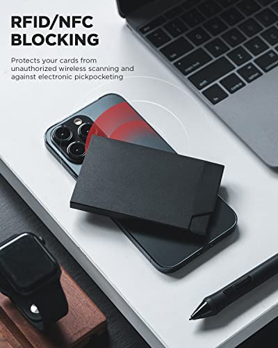 Pop up Card Holder Minimalist Credit Card Holder RFID Blocking Slim Metal Card Case for Men or Women