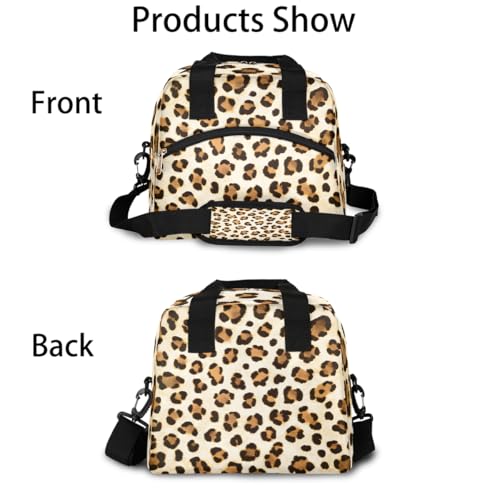 Leopard Cheetah Brown Insulated Lunch Bag for Women Girl Reusable Lunch Tote Box With Shoulder Strap Lightweight Thermal Cooler Meal Prep Bag for Work School Office Picnic (print 22)