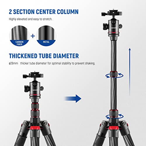 N55CR Upgraded 80.7" Carbon Fiber Camera Tripod Monopod Travel Stand