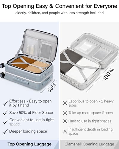 20 Inch Carry On Suitcase PC Hardshell Luggage Top Open Aluminum Frame Rolling Suitcases with Wheels Travel Luggage for Woman Men Gifts