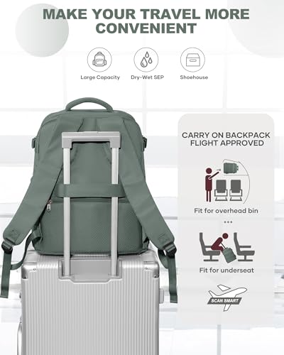 Travel Backpack Carry On for Women Man Gym Backpack with Laptop Compartment Mochila de Viaje Teacher Personal Item Backpacks Rucksack Airplane Accessories Must Haves Olive Green Small