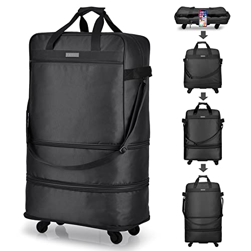Suitcases with Wheels Expandable Foldable Luggage Bag Suitcase Collapsible Rolling Travel Bag Duffel Bag for Men Women Lightweight Suitcases without Telescoping Handle