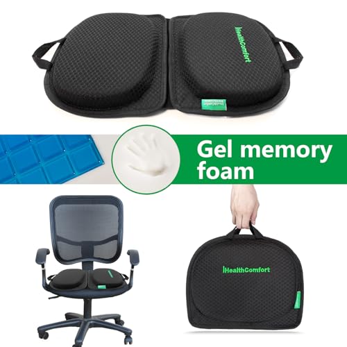 Small Travel Seat Cushion Cooling Gel & Memory Foam Portable Foldable Seat Pad for Airplane