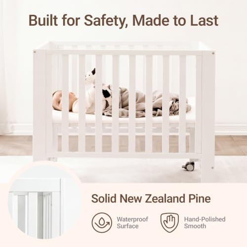 EvoNest 6-in-1 Convertible Baby Mini Crib with Wheels