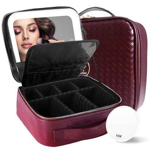 Travel Makeup Bag Cosmetic Bag Makeup Organizer Bag with Lighted Mirror