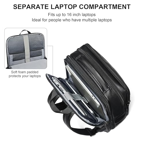 Vegan Leather Laptop Backpack for Women and Men Fits 16 Inch Laptop