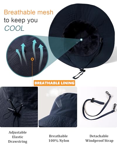 Water Resistant UPF 50+ Sun Bucket Hat Packable Brimmed for Women Men