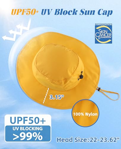 UPF50+Mens Womens Sun Hat Wide Brim Fishing Hat Packable Hiking Gardening UV Protection Hat for Womens Yellow