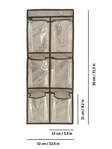 2 Packs Over The Door Hanging Closet Shoes Holder Organizer Shoe Storage Shoe Rack with 6 Pockets (2 Count)