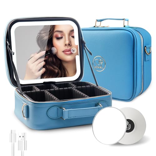 Travel Makeup Bag Cosmetic Bag with Lighted Mirror