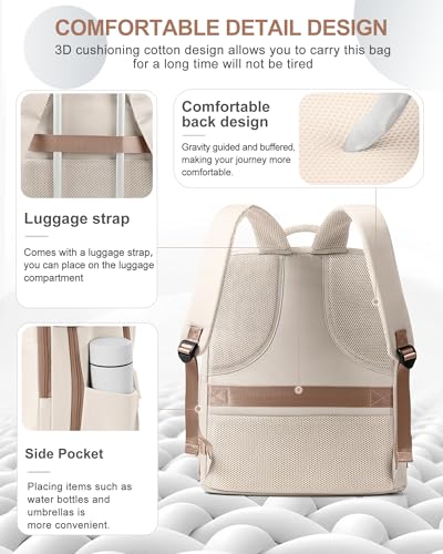 Travel Backpack Carry On for Women Man Gym Backpacks with Laptop Compartment Mochila de Viaje Teacher Personal Item Backpack Rucksack Airplane Accessories Must Haves Beige Brown
