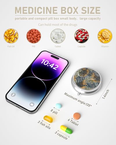 Pill Box 3 Compartment Portable Travel Medicine Box with Mirror