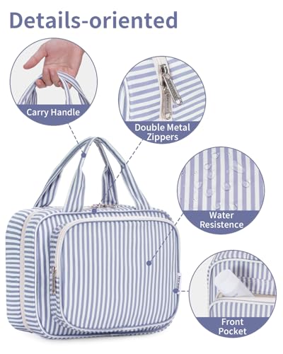 Striped Hanging Toiletry Bag for Women Travel Makeup Bag Organizer Toiletries Bag for Travel Size Essentials Accessories Cosmetics