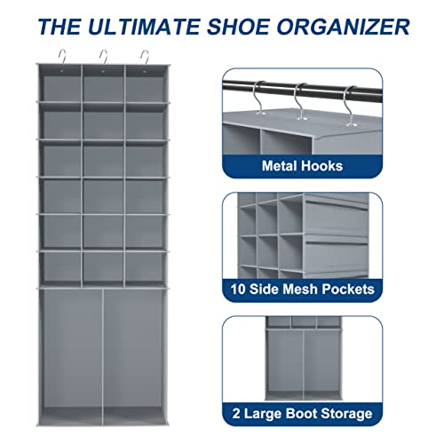 18+2 Section Hanging Shoe Organizer with Side Pockets