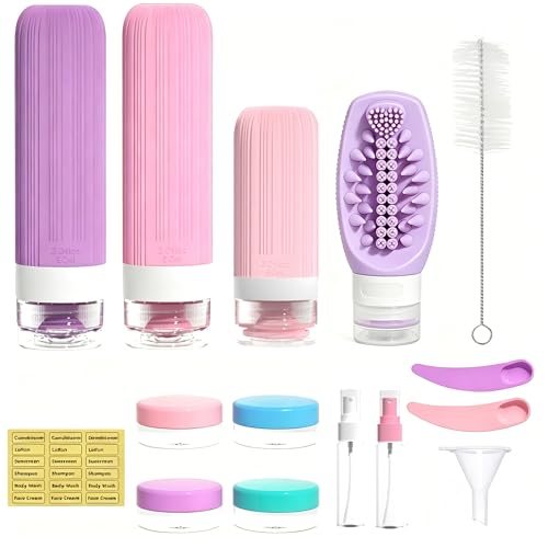 16 Pack Travel Bottles with Body Brush