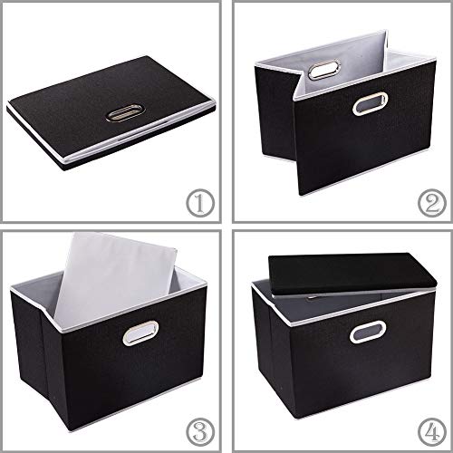 Large Foldable Storage Boxes with Lids [3 (3 Count)